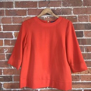 Marks & Spencer M&S Collection Three Quarter Length Sleeve Zip Back Orange Top